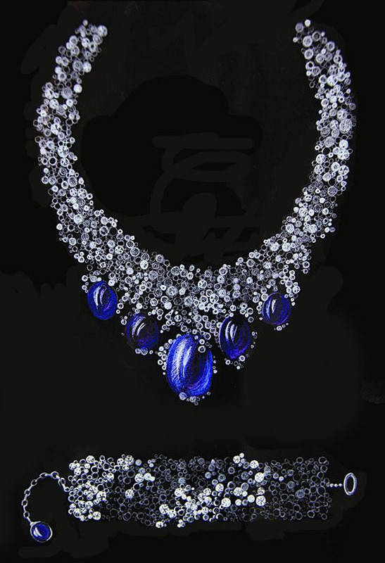 艺术与商业的交融 珠宝首饰素描彩铅手绘的开发与销售之路